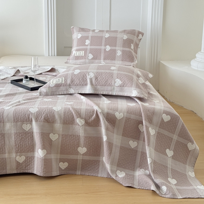 91家纺网 家纺一手货源 找家纺 乐家毛巾被（工厂自产自销） 2026新款精梳安心棉色织提花床盖毛巾被两用 心花床盖