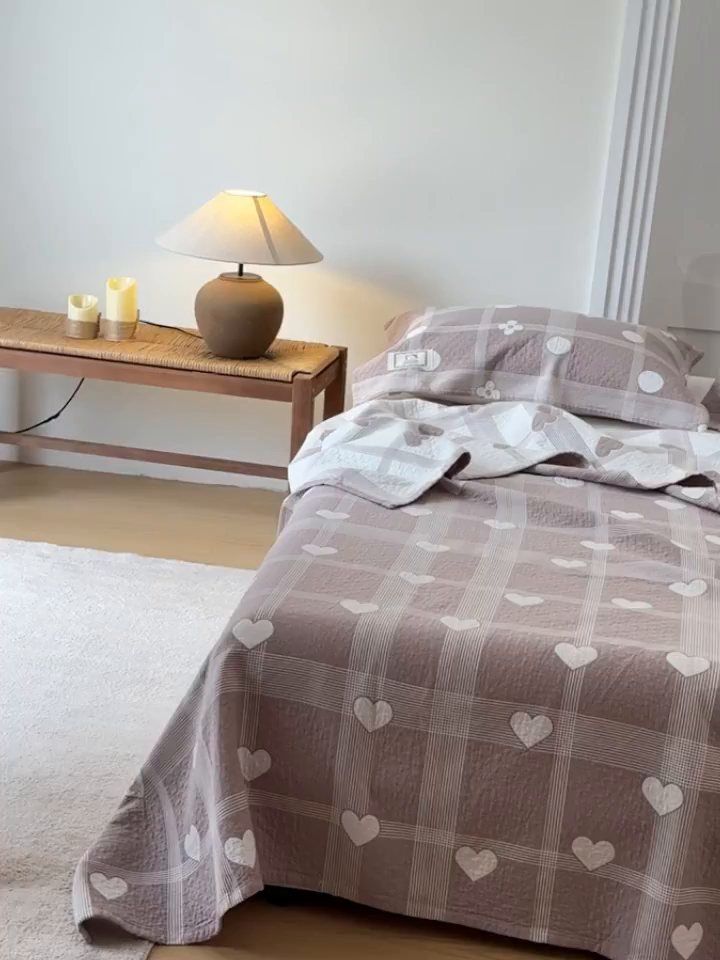 91家纺网 家纺一手货源 找家纺 乐家毛巾被（工厂自产自销） 2026新款精梳安心棉色织提花床盖毛巾被两用 心花床盖