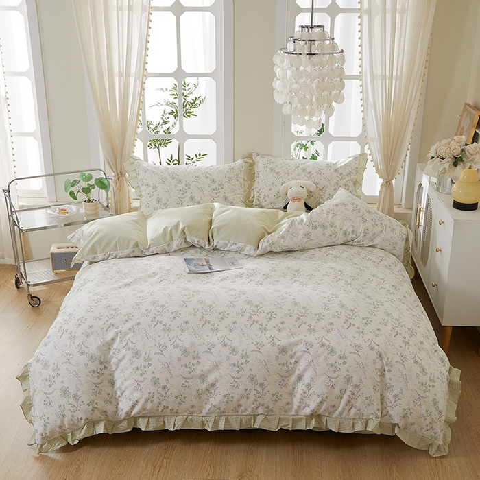 一米阳光 2026年春夏新款小清新花边款全棉纯棉四件套 初春