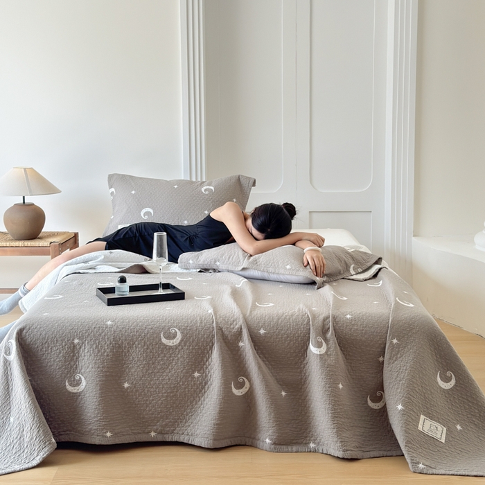 乐家毛巾被（工厂自产自销） 2026新款精梳安心棉色织提花床盖毛巾被两用 星月床盖