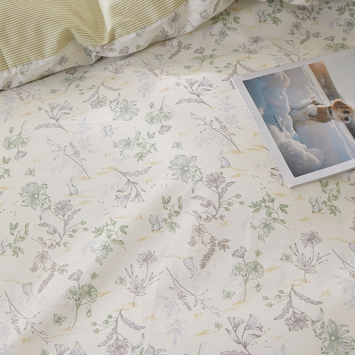 91家纺网 家纺一手货源 找家纺 一米阳光 2026年春夏新款小清新花边款全棉纯棉四件套 初春