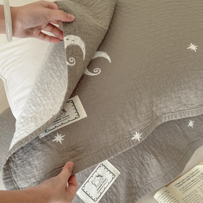 91家纺网 家纺一手货源 找家纺 乐家毛巾被（工厂自产自销） 2026新款精梳安心棉色织提花床盖毛巾被两用 星月床盖