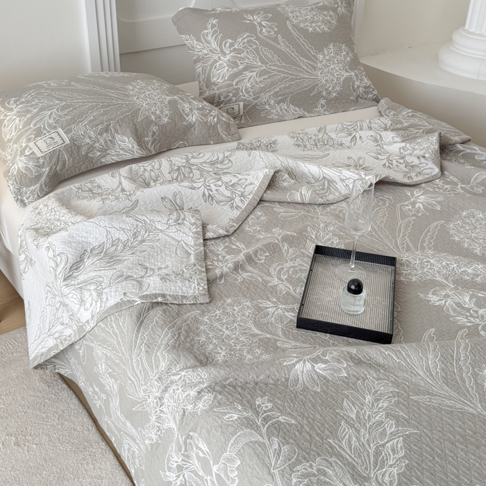 91家纺网 家纺一手货源 找家纺 乐家毛巾被（工厂自产自销） 2026新款精梳安心棉色织提花床盖毛巾被两用 野间草木床盖