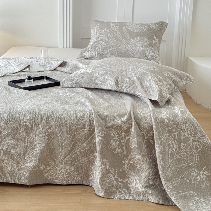 91家纺网 家纺一手货源 找家纺 乐家毛巾被（工厂自产自销） 2026新款精梳安心棉色织提花床盖毛巾被两用 野间草木床盖