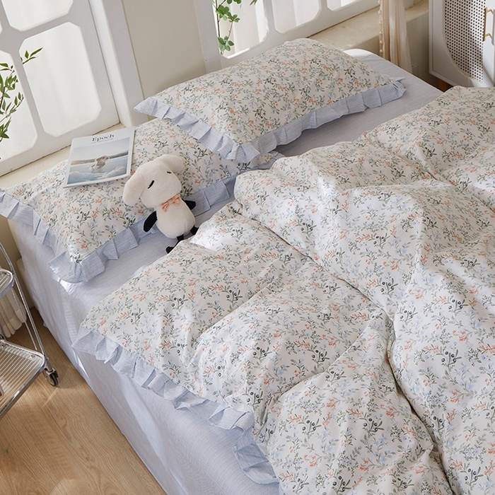 91家纺网 家纺一手货源 找家纺 一米阳光 2026年春夏新款小清新花边款全棉纯棉四件套 楚宜