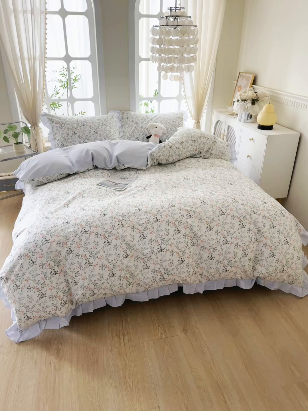 91家纺网 家纺一手货源 找家纺 一米阳光 2026年春夏新款小清新花边款全棉纯棉四件套 楚宜