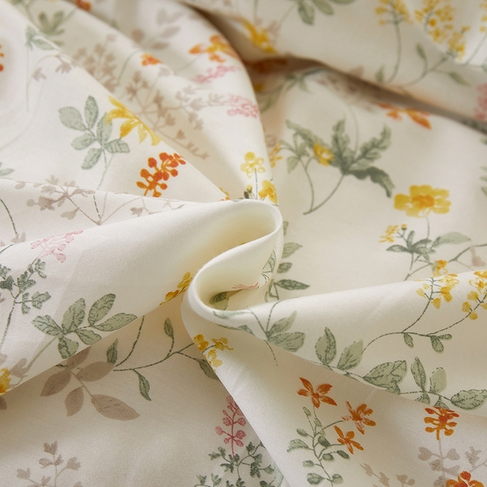 91家纺网 家纺一手货源 找家纺 一米阳光 2026年春夏新款小清新花边款全棉纯棉四件套 春雨含茉