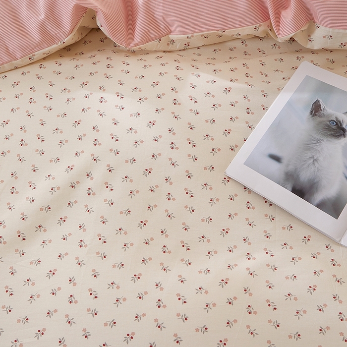 91家纺网 家纺一手货源 找家纺 一米阳光 2026年春夏新款小清新花边款全棉纯棉四件套 花涧