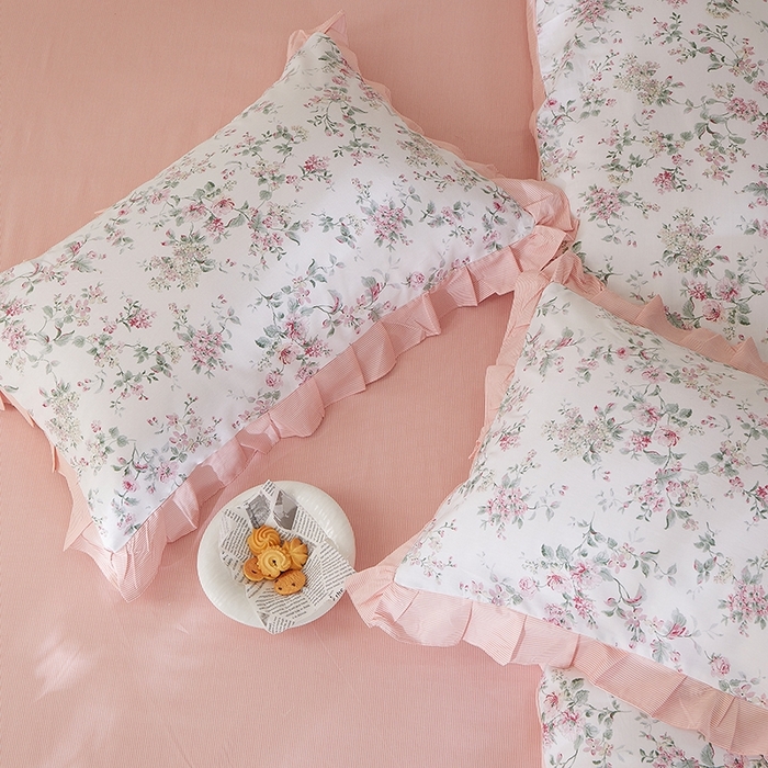 91家纺网 家纺一手货源 找家纺 一米阳光 2026年春夏新款小清新花边款全棉纯棉四件套 洛克庄园