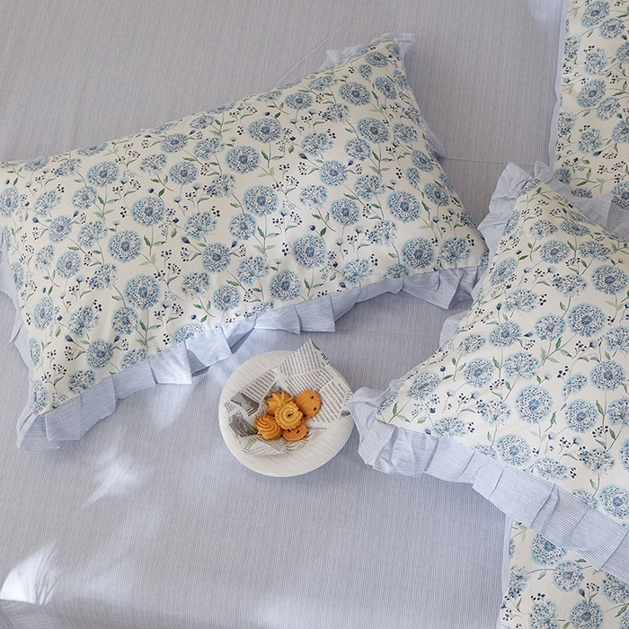 91家纺网 家纺一手货源 找家纺 一米阳光 2026年春夏新款小清新花边款全棉纯棉四件套 蒲公英