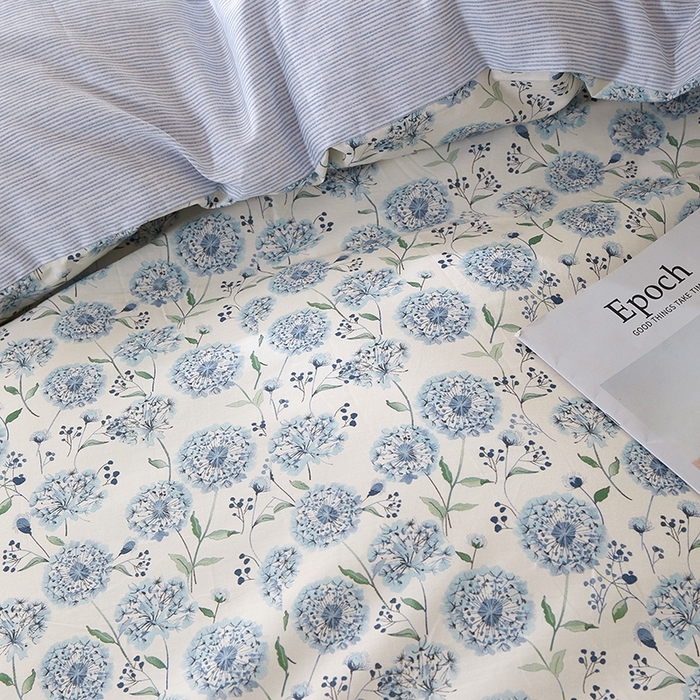 91家纺网 家纺一手货源 找家纺 一米阳光 2026年春夏新款小清新花边款全棉纯棉四件套 蒲公英