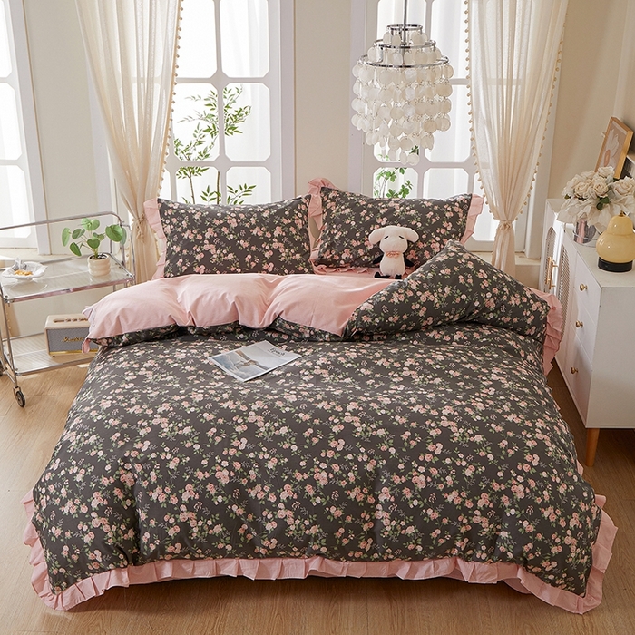 一米阳光 2026年春夏新款小清新花边款全棉纯棉四件套 韶华