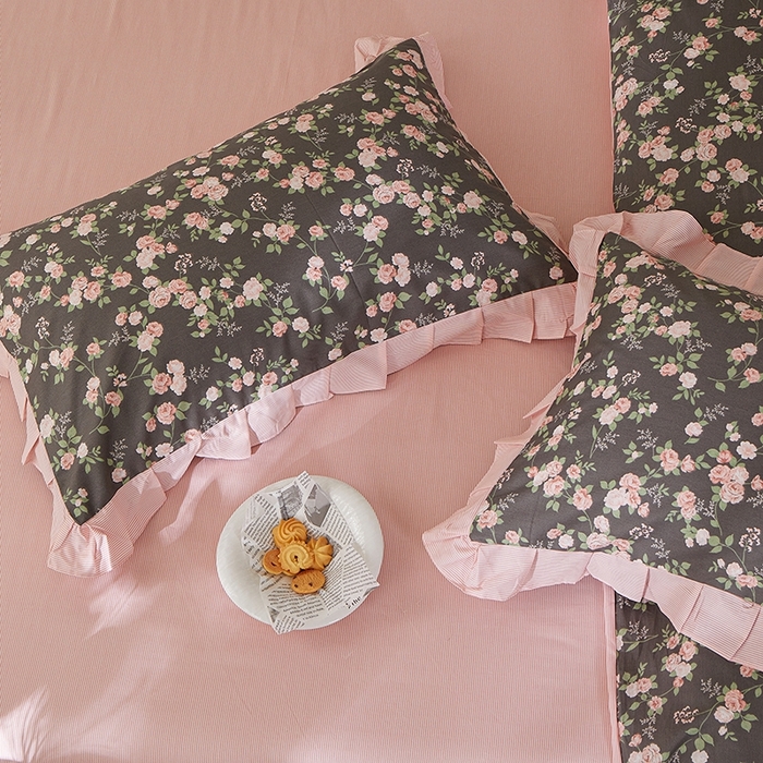 91家纺网 家纺一手货源 找家纺 一米阳光 2026年春夏新款小清新花边款全棉纯棉四件套 韶华