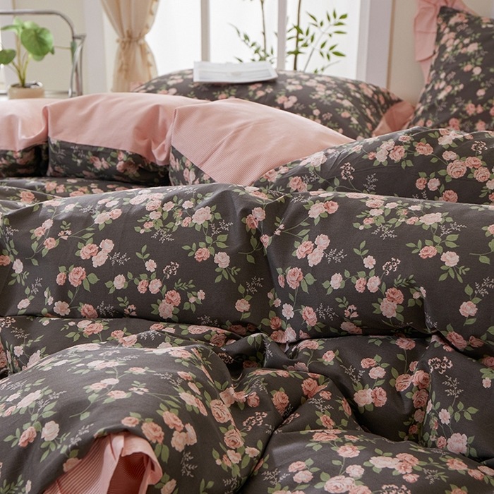 91家纺网 家纺一手货源 找家纺 一米阳光 2026年春夏新款小清新花边款全棉纯棉四件套 韶华