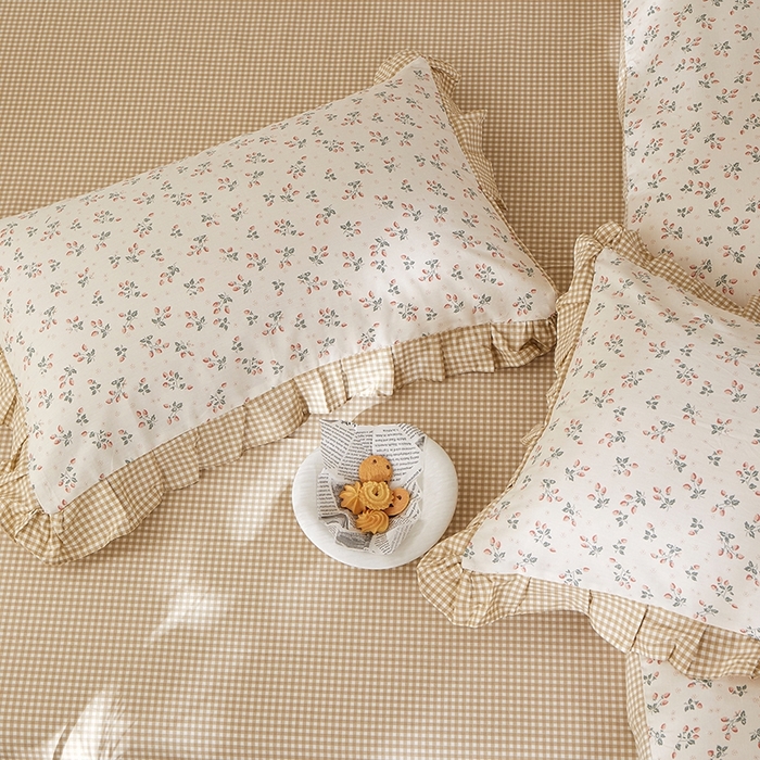 91家纺网 家纺一手货源 找家纺 一米阳光 2026年春夏新款小清新花边款全棉纯棉四件套 夏沁