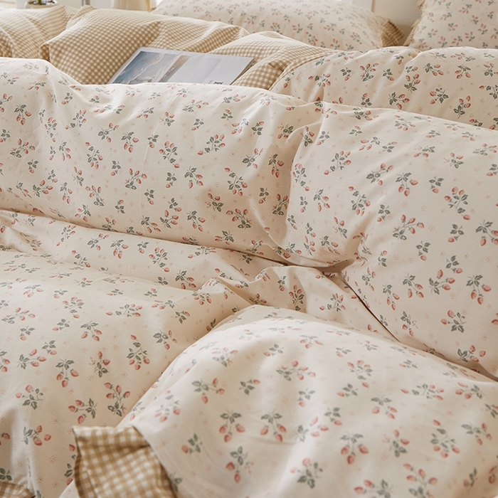 91家纺网 家纺一手货源 找家纺 一米阳光 2026年春夏新款小清新花边款全棉纯棉四件套 夏沁