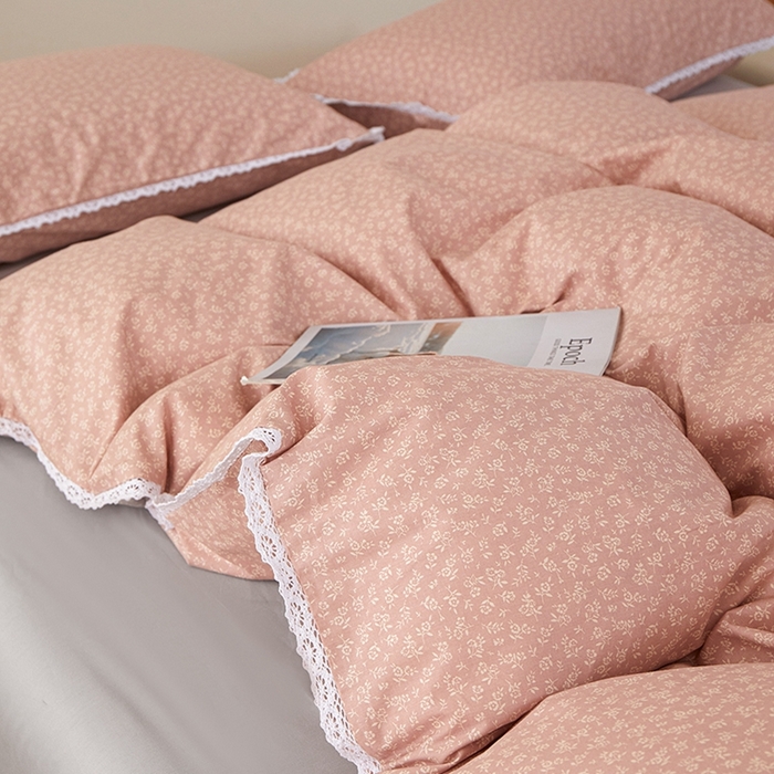 91家纺网 家纺一手货源 找家纺 （总）一米阳光 2026年春夏新款小清新白色小花边全棉纯棉四件套