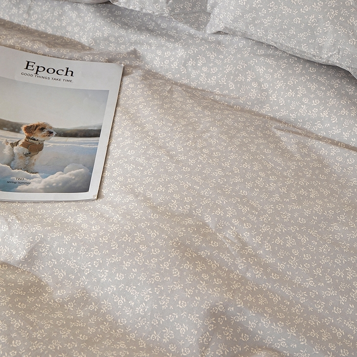 91家纺网 家纺一手货源 找家纺 一米阳光 2026年春夏新款小清新白色小花边全棉纯棉四件套 古堡花园~浅灰