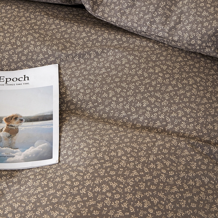 91家纺网 家纺一手货源 找家纺 一米阳光 2026年春夏新款小清新白色小花边全棉纯棉四件套 古堡花园~深灰