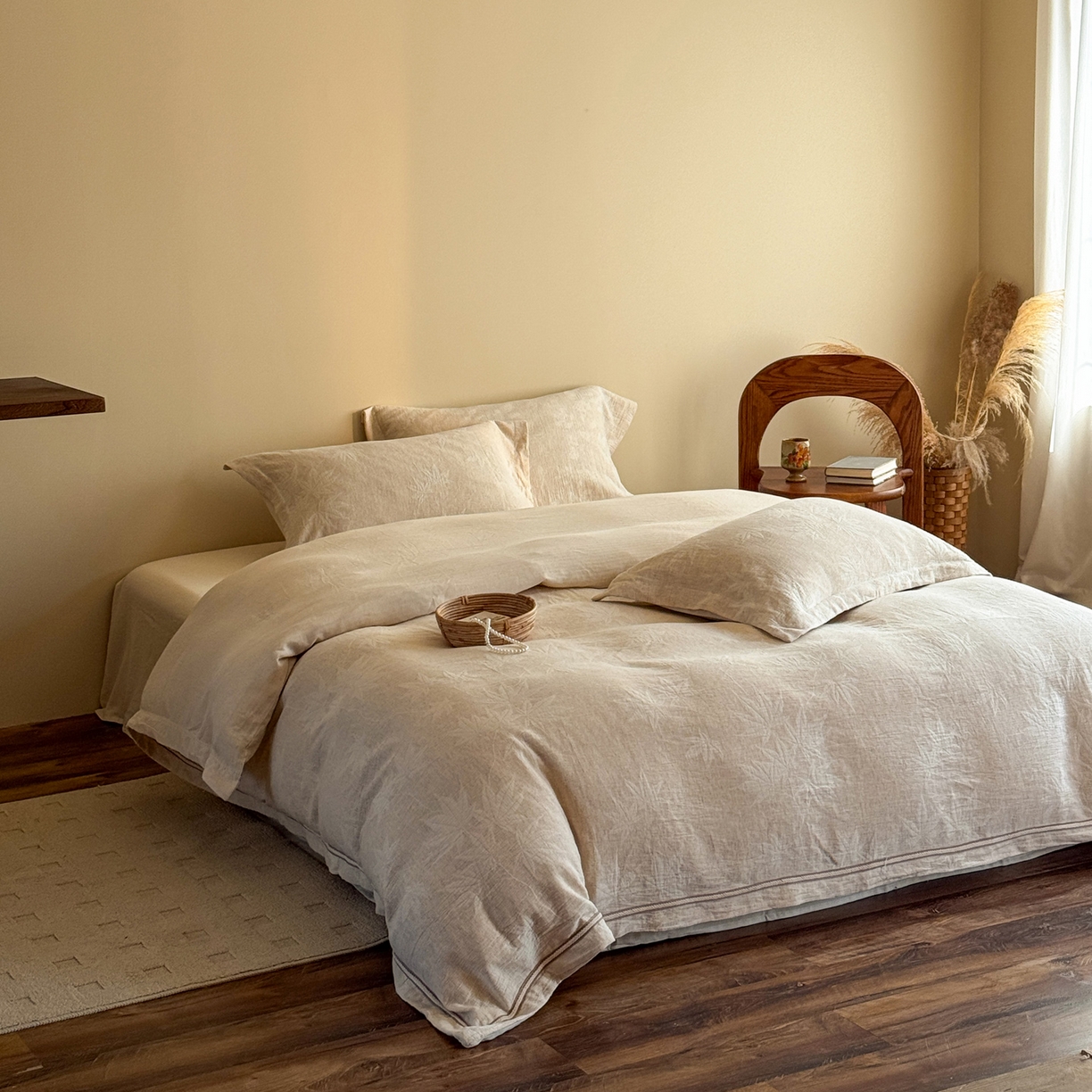 91家纺网 家纺一手货源 找家纺 （总）澳萝拉 2026新款棉麻提花压边四件套