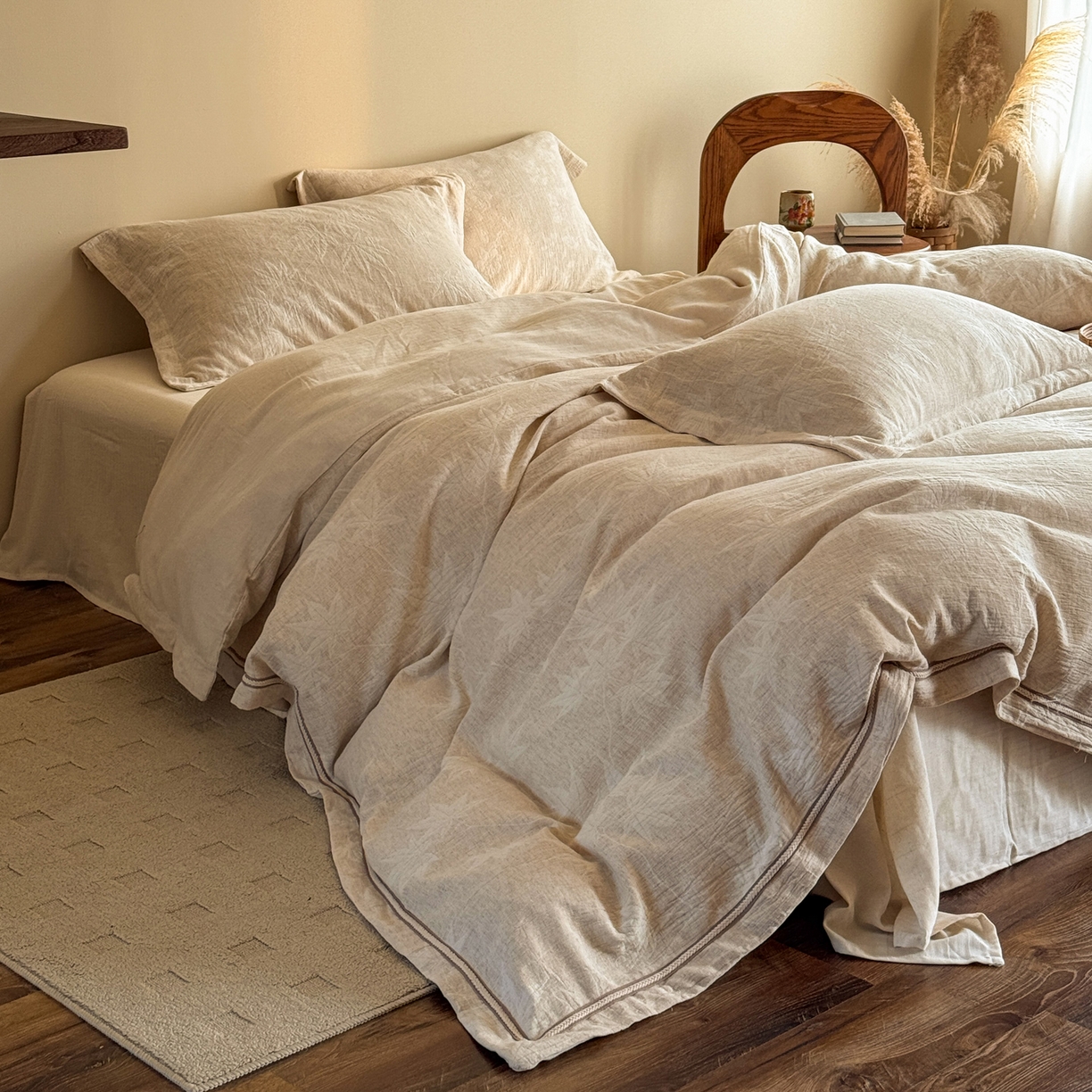 91家纺网 家纺一手货源 找家纺 （总）澳萝拉 2026新款棉麻提花压边四件套