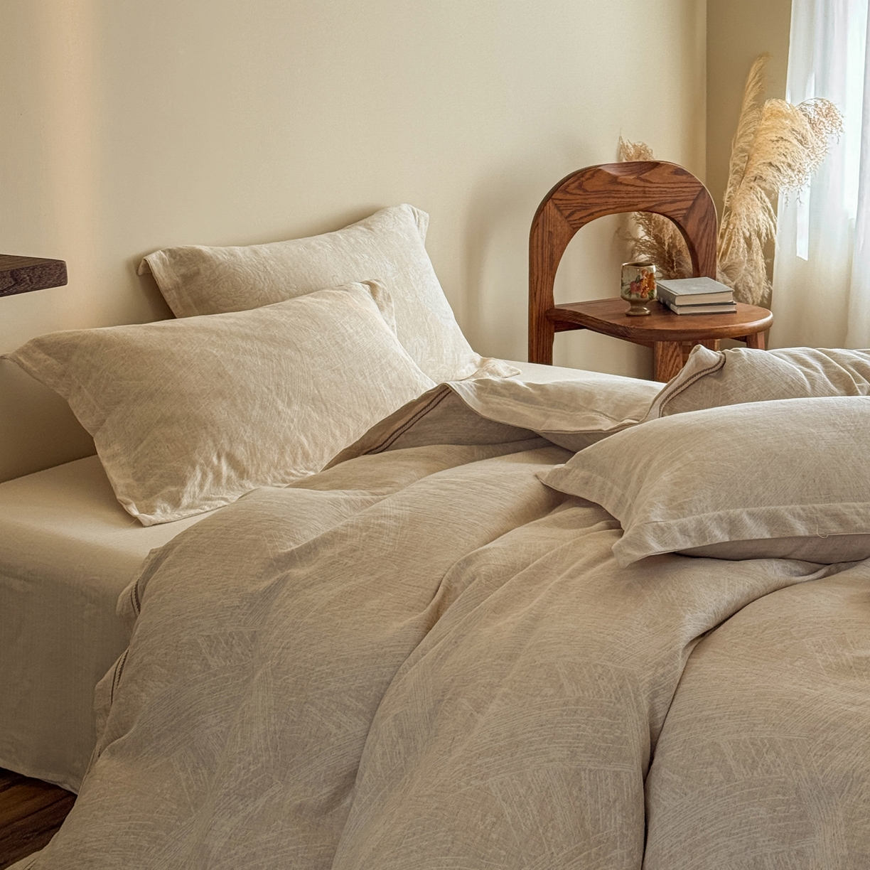 91家纺网 家纺一手货源 找家纺 澳萝拉 2026新款棉麻提花压边四件套 流光