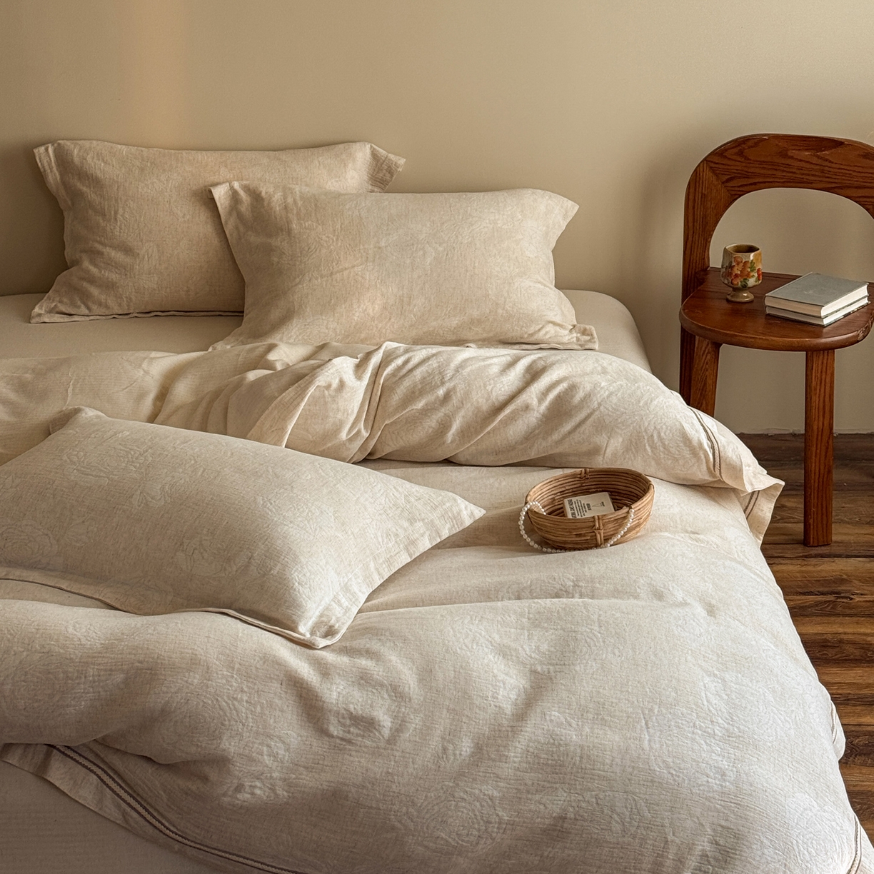 91家纺网 家纺一手货源 找家纺 （总）澳萝拉 2026新款棉麻提花压边四件套