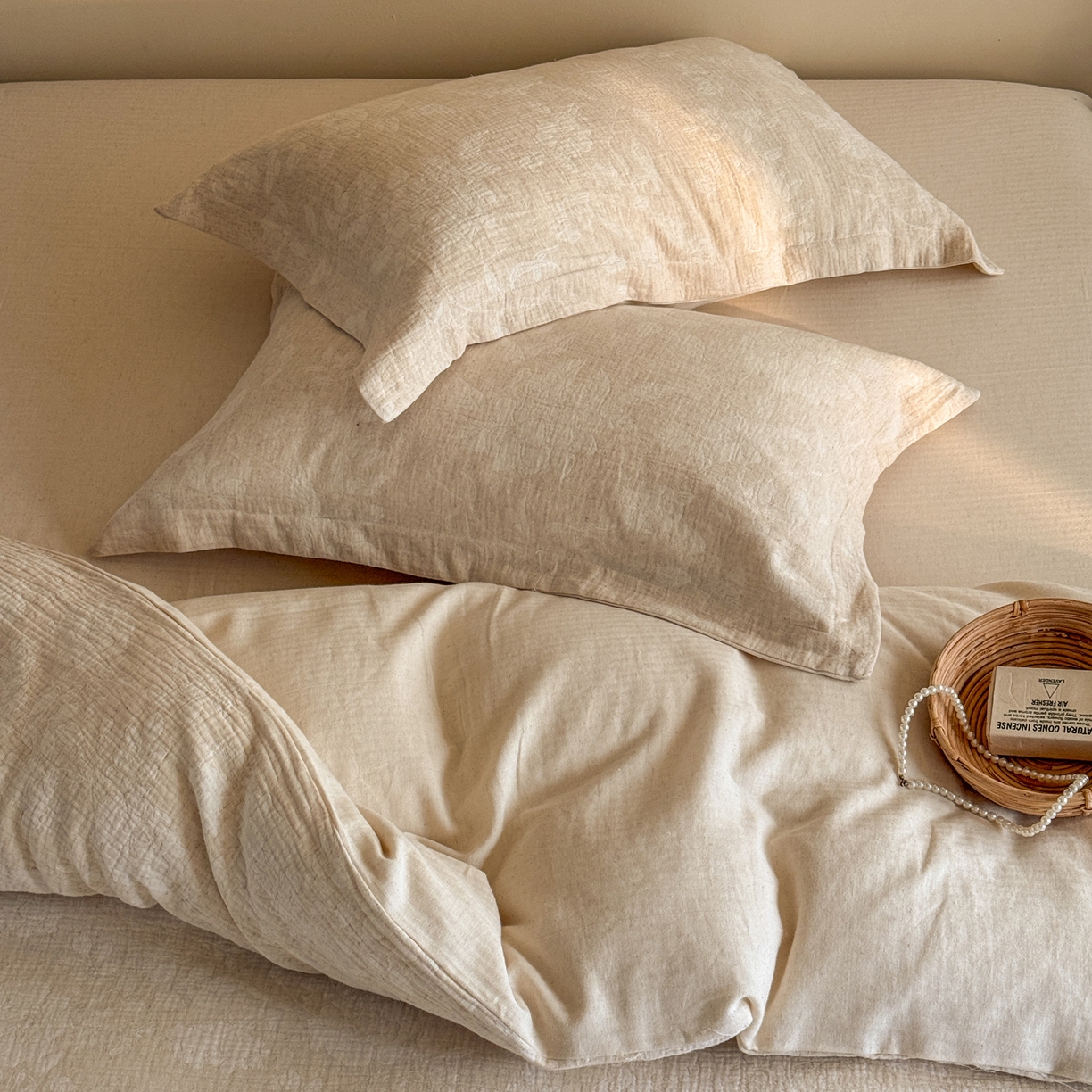 91家纺网 家纺一手货源 找家纺 澳萝拉 2026新款棉麻提花压边四件套 木兮