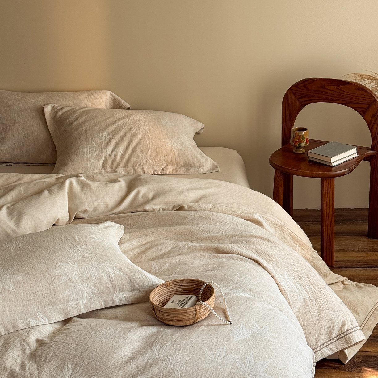 91家纺网 家纺一手货源 找家纺 （总）澳萝拉 2026新款棉麻提花压边四件套