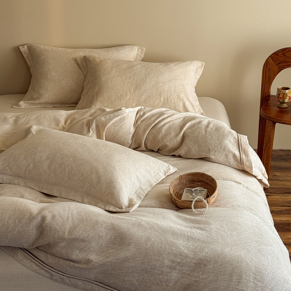 澳萝拉 2026新款棉麻提花压边四件套 流光