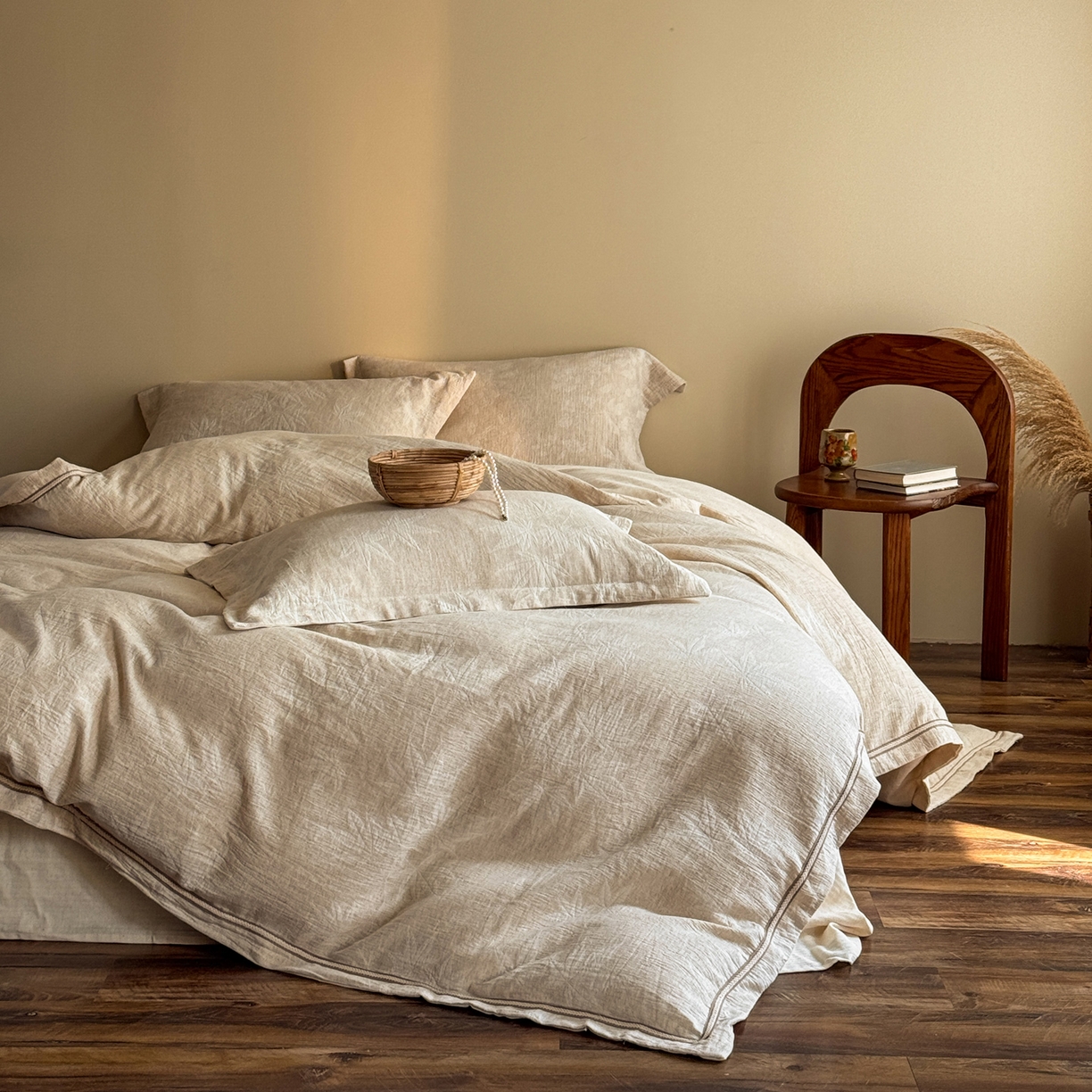 91家纺网 家纺一手货源 找家纺 （总）澳萝拉 2026新款棉麻提花压边四件套