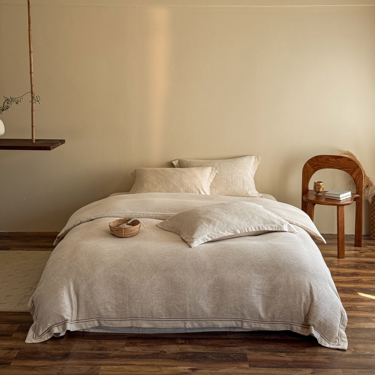 91家纺网 家纺一手货源 找家纺 澳萝拉 2026新款棉麻提花压边四件套 流光