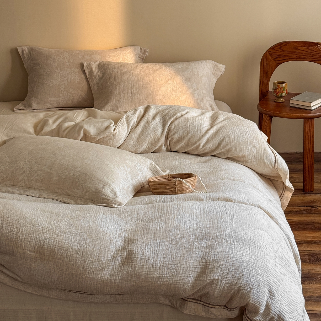 澳萝拉 2026新款棉麻提花压边四件套 木兮