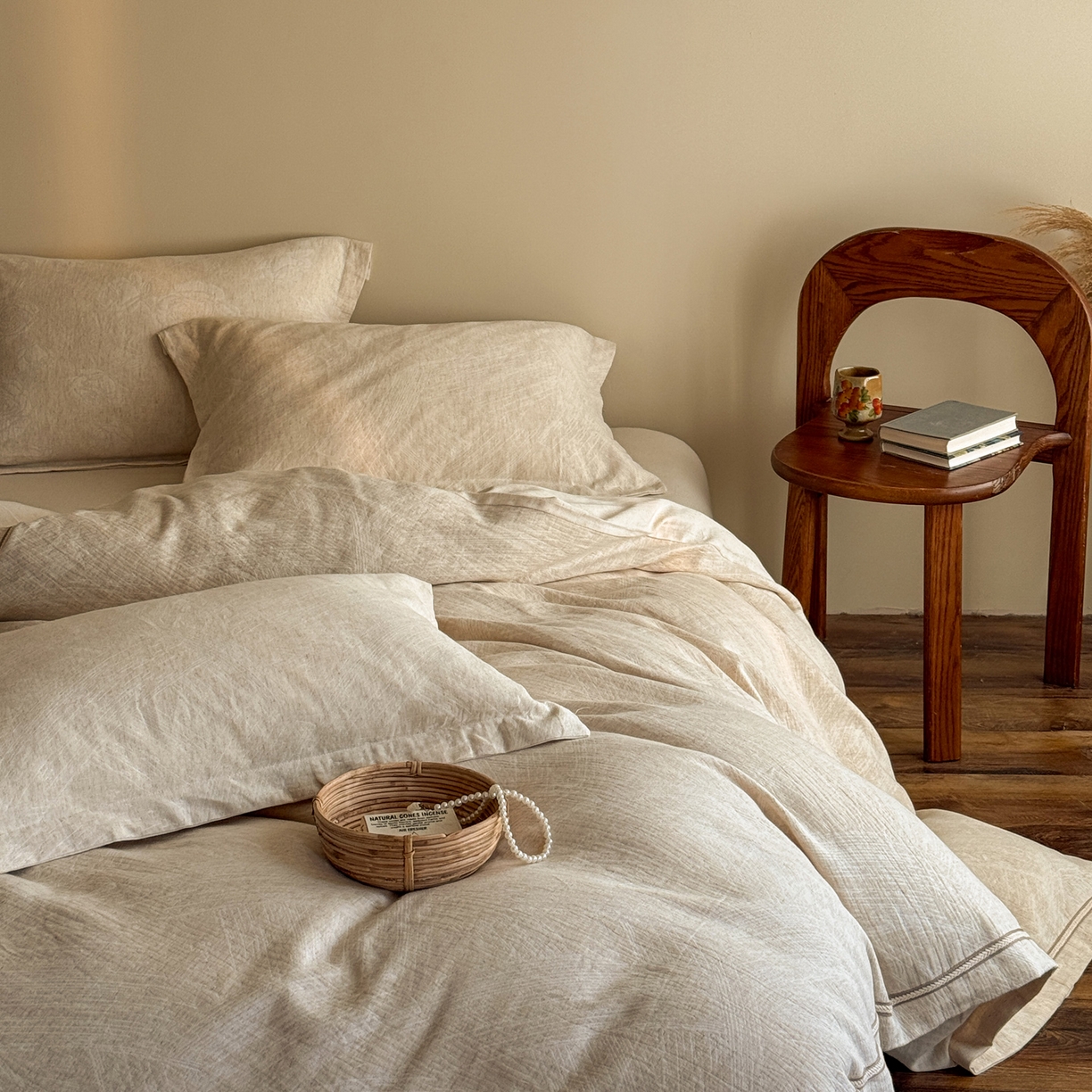 91家纺网 家纺一手货源 找家纺 澳萝拉 2026新款棉麻提花压边四件套 流光