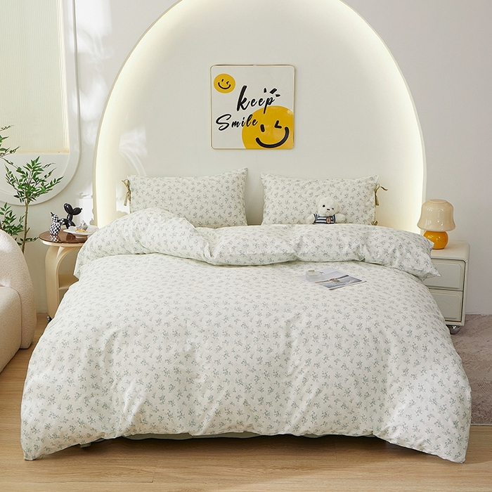 91家纺网 家纺一手货源 找家纺 （总）一米阳光 2026年春夏新款小清新蝴蝶结绑带款全棉纯棉四件套