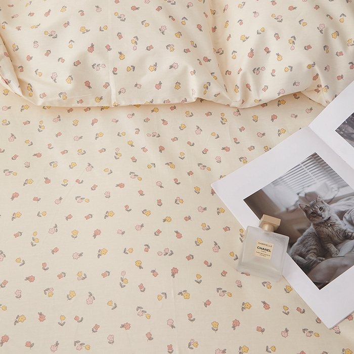 91家纺网 家纺一手货源 找家纺 一米阳光 2026年春夏新款小清新蝴蝶结绑带款全棉纯棉四件套 朵意