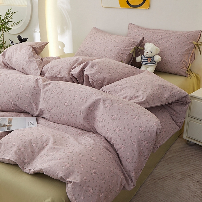 91家纺网 家纺一手货源 找家纺 一米阳光 2026年春夏新款小清新蝴蝶结绑带款全棉纯棉四件套 梦境低语