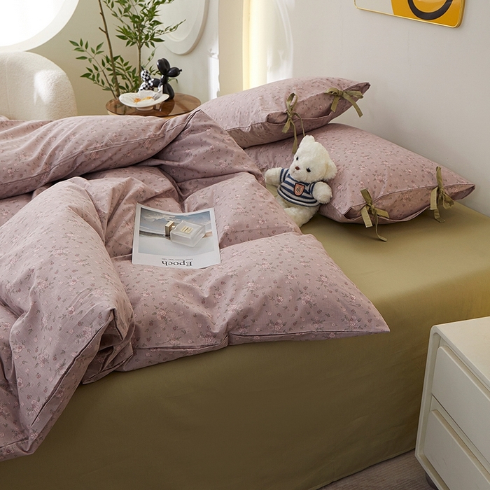 91家纺网 家纺一手货源 找家纺 一米阳光 2026年春夏新款小清新蝴蝶结绑带款全棉纯棉四件套 梦境低语