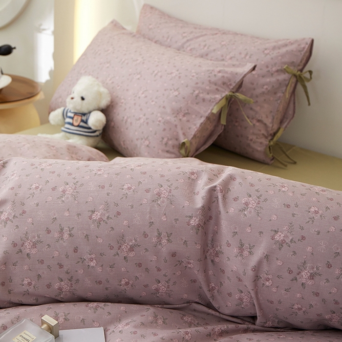 91家纺网 家纺一手货源 找家纺 一米阳光 2026年春夏新款小清新蝴蝶结绑带款全棉纯棉四件套 梦境低语