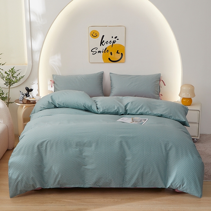 一米阳光 2026年春夏新款小清新蝴蝶结绑带款全棉纯棉四件套 漫花庄园