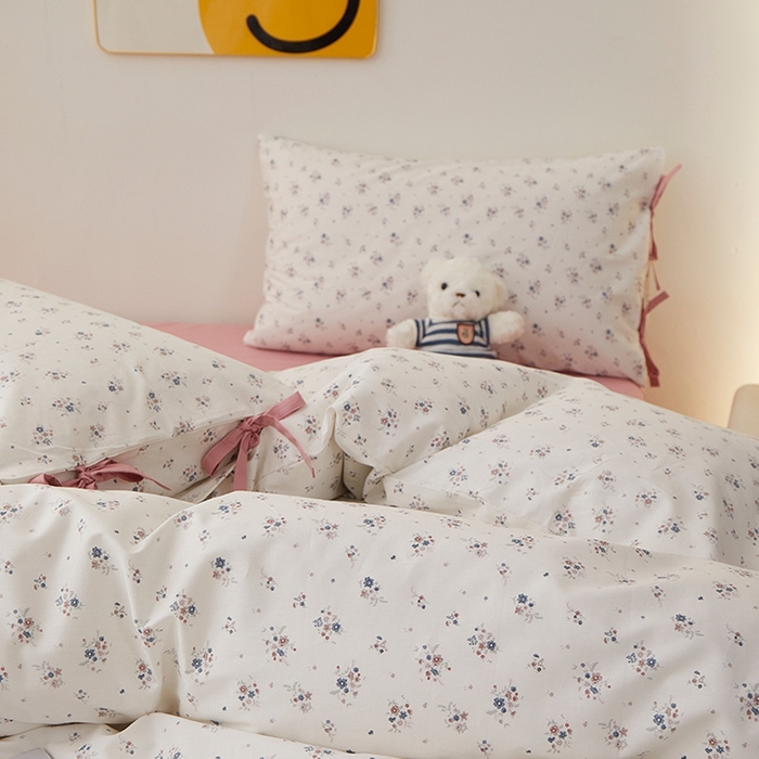 91家纺网 家纺一手货源 找家纺 一米阳光 2026年春夏新款小清新蝴蝶结绑带款全棉纯棉四件套 织梦