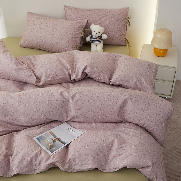 91家纺网 家纺一手货源 找家纺 一米阳光 2026年春夏新款小清新蝴蝶结绑带款全棉纯棉四件套 梦境低语