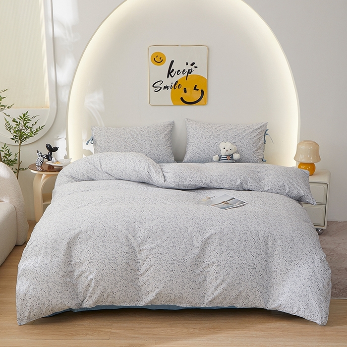 一米阳光 2026年春夏新款小清新蝴蝶结绑带款全棉纯棉四件套 青花瓷