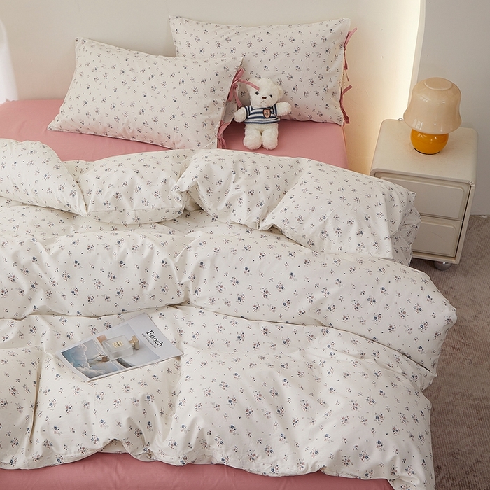 91家纺网 家纺一手货源 找家纺 一米阳光 2026年春夏新款小清新蝴蝶结绑带款全棉纯棉四件套 织梦