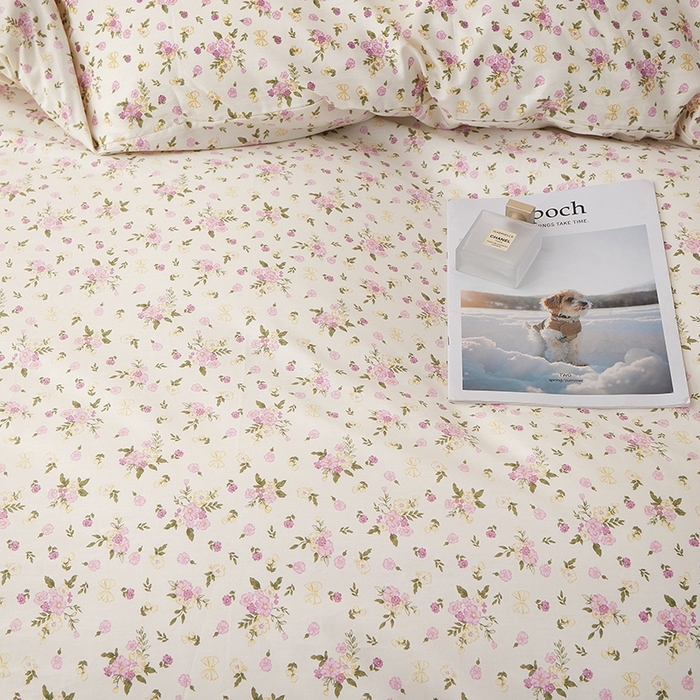 91家纺网 家纺一手货源 找家纺 一米阳光 2026年春夏新款小清新蝴蝶结绑带款全棉纯棉四件套 紫霞仙子