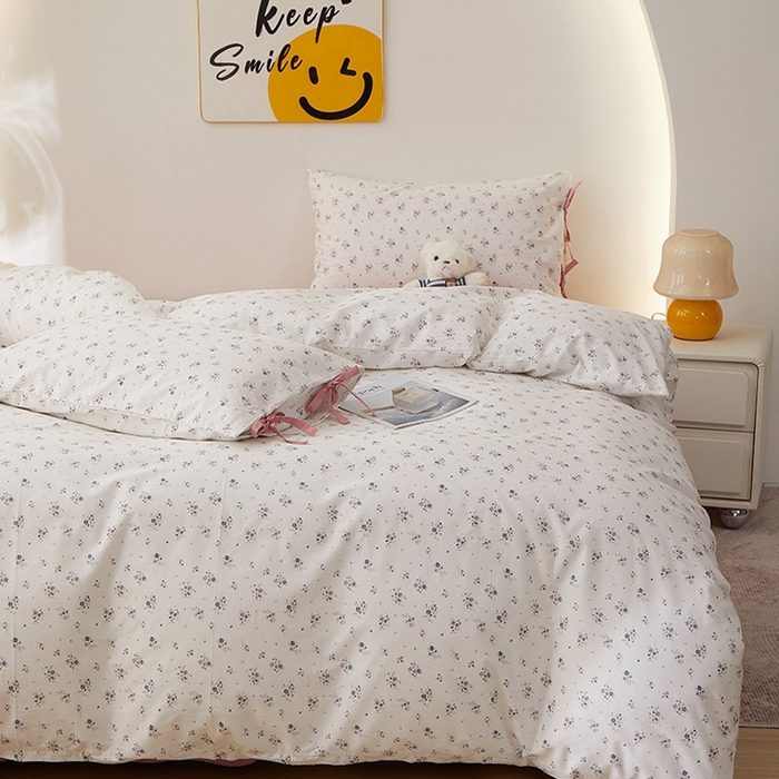 91家纺网 家纺一手货源 找家纺 一米阳光 2026年春夏新款小清新蝴蝶结绑带款全棉纯棉四件套 织梦