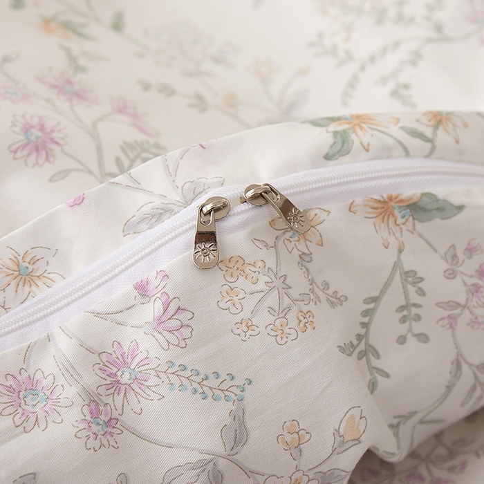 91家纺网 家纺一手货源 找家纺 一米阳光 2026年春夏新款小清新蝴蝶结绑带款全棉纯棉四件套 浅影