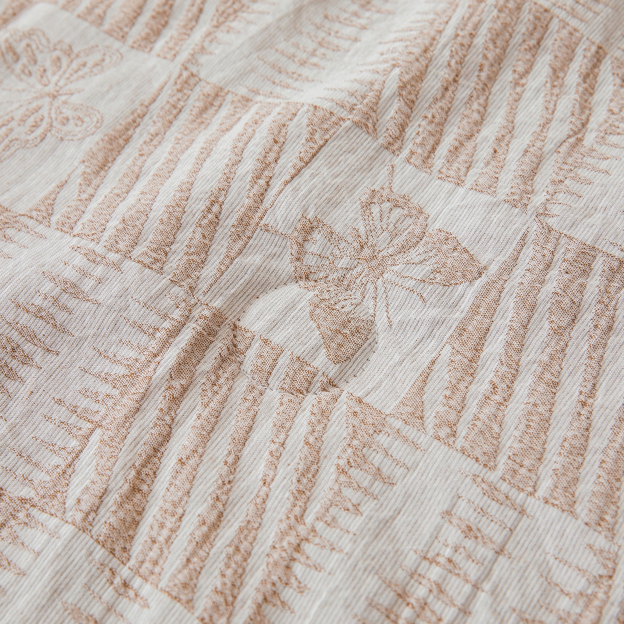 91家纺网 家纺一手货源 找家纺 乐家毛巾被（工厂自产自销） 2026新款全棉色织三层提花夏季大豆纤维被 方格蝴蝶