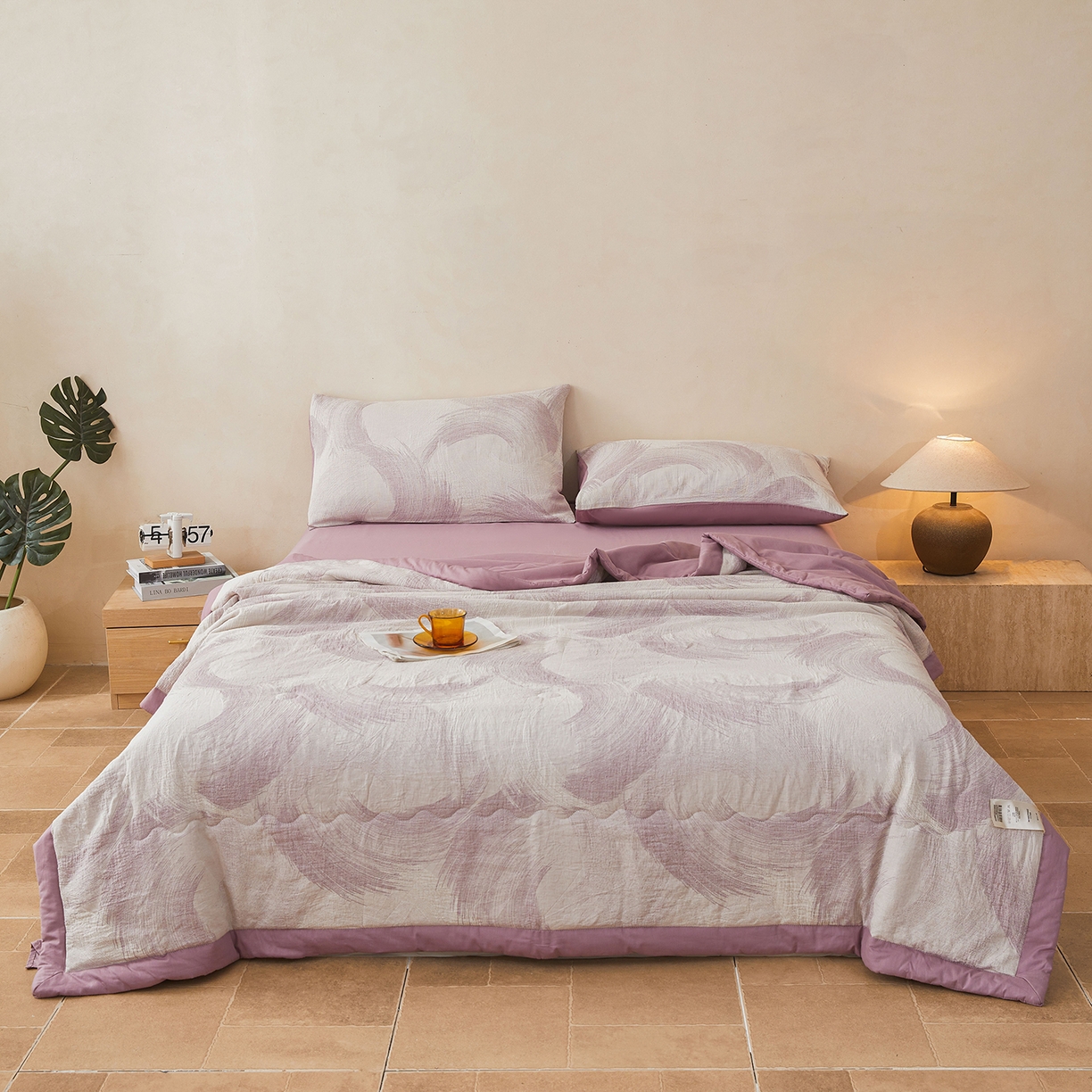 91家纺网 家纺一手货源 找家纺 乐家毛巾被（工厂自产自销） 2026新款全棉色织三层提花夏季大豆纤维被 惊鸿