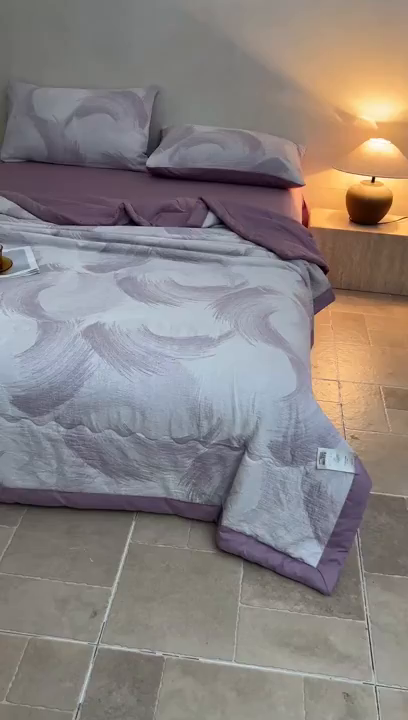 91家纺网 家纺一手货源 找家纺 乐家毛巾被（工厂自产自销） 2026新款全棉色织三层提花夏季大豆纤维被 惊鸿